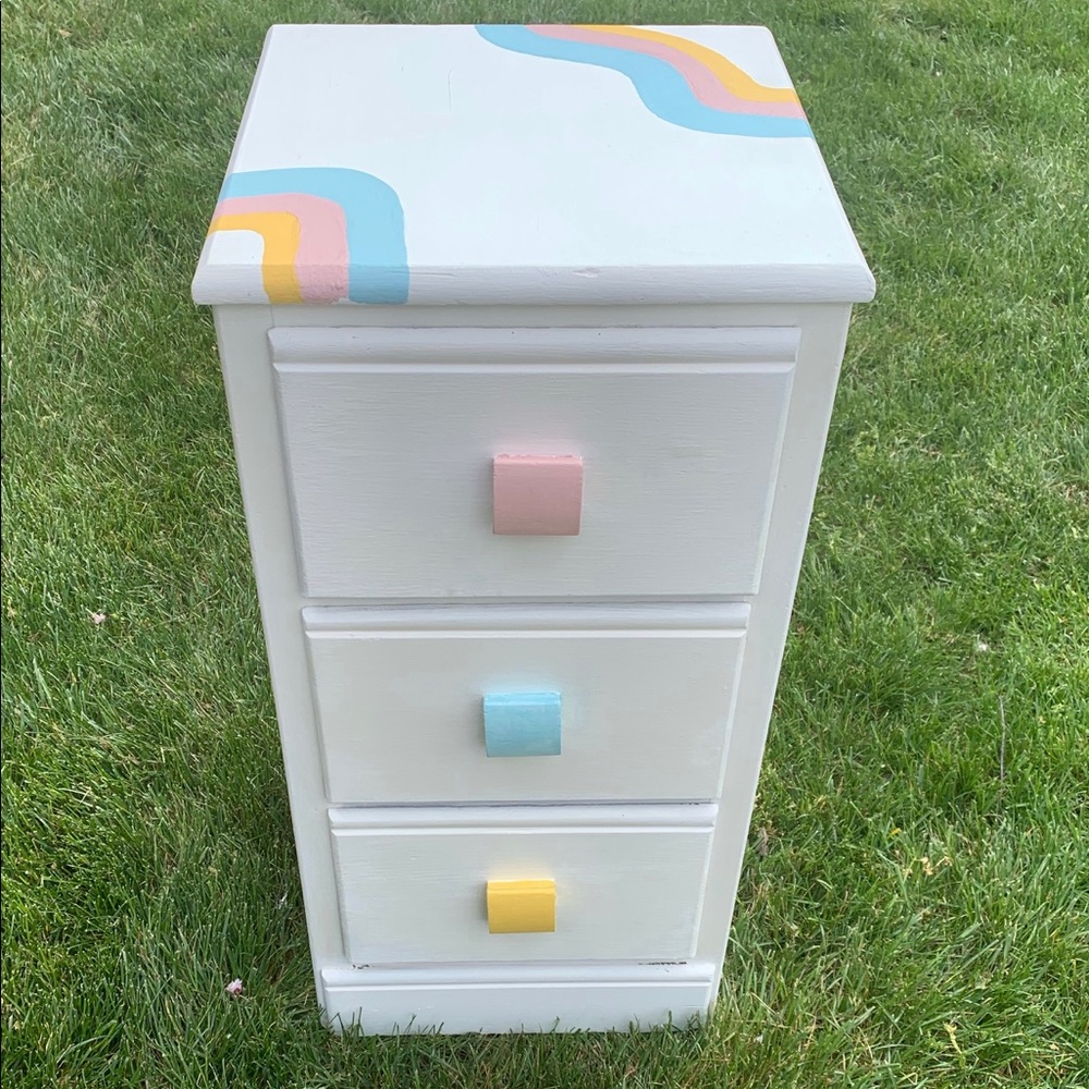 Three drawer night stand, chalk painted